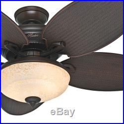 Hunter 52 Tropical Outdoor Wet Rated Ceiling Fan Withlight Kit And