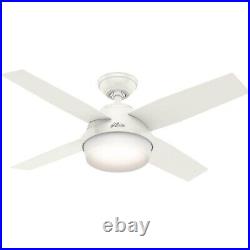 (1)-Hunter Dempsey 44 Fresh White Ceiling Fan with Light Kit & Remote. 59246