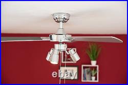 107 cm Ceiling fan with Light Kit 3 Lamp Spots Cyrus Chrome Indoor Fan 3 Speeds