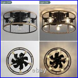 20 in. 5-Light Indoor/Outdoor Black Metal Caged Ceiling Fan with Light Kit