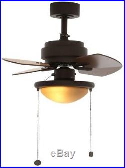 24 Short Blades Indoor Home Room Oil-Rubbed Ceiling Fan with Light Kit Bronze