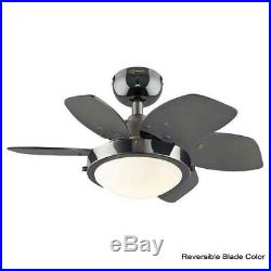 24 in. Indoor Ceiling Fans Light Kit Remote Control Small Black Reversible Blade