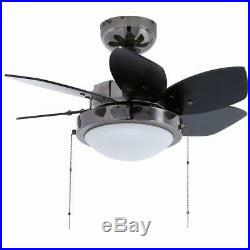24 in. Indoor Ceiling Fans Light Kit Remote Control Small Black Reversible Blade