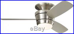 3-Blade 44-in Brushed Nickel Flush Mount Ceiling Fan with Remote/Light Kit