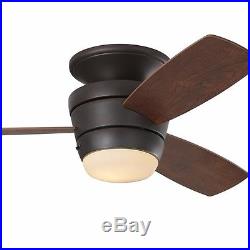 3-Blade 44-in Mazon Bronze Flush Mount Ceiling Fan with Remote Control/Light Kit
