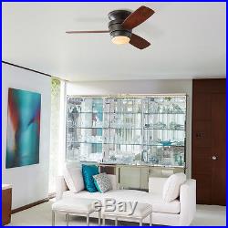3-Blade 44-in Mazon Bronze Flush Mount Ceiling Fan with Remote Control/Light Kit