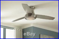 3-Blade 52 Ceiling Fan with Light Kit and Remote Brushed Nickel Flush Mount