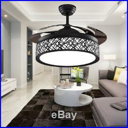 3-Color 42 Ceiling Fan Lamp LED Kit Retractable Blades Bird Nest Chandelier
