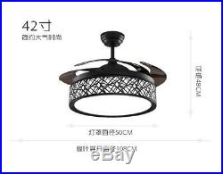3-Color 42 Ceiling Fan Lamp LED Kit Retractable Blades Bird Nest Chandelier