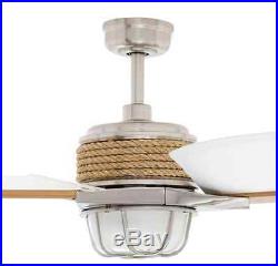 3 Speed Outdoor/Indoor Ceiling Fan with Modern Damp Rated Dome Light Kit & Remote