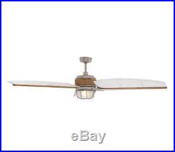 3 Speed Outdoor/Indoor Ceiling Fan with Modern Damp Rated Dome Light Kit & Remote