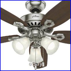 3 light kit ceiling fan with pull chain 132 cm 52 HUNTER BUILDER PLUS Chrome
