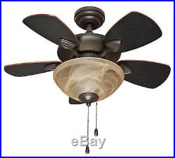 32 Oil Rubbed Bronze 2 Light Indoor Ceiling Fan with Light Kit