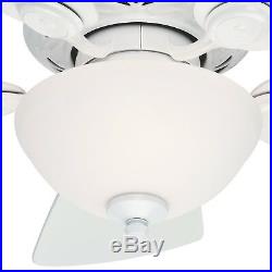 34 Hunter Casual Small Room Ceiling Fan Snow White Finish with Light Kit