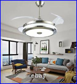 36/42Contemporary Silver Ceiling Fan with Light Kit & Remote Retractable Blade