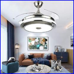 36/42Contemporary Silver Ceiling Fan with Light Kit & Remote Retractable Blade