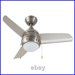 36 in. Integrated LED Brushed Nickel Indoor Ceiling Fan with Light Kit by Merra