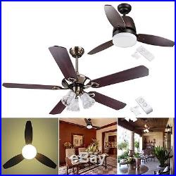 42 48 52 Flush Mount Ceiling Fan Light Kit with Remote Control 3 or 5 Blades