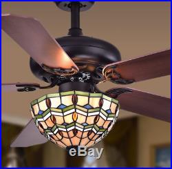 42 Ceiling Fan Tiffany Style Stained Chandelier Light Kit Living Room Bedroom