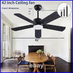42 Ceiling Fan with Light and Remote, Farmhouse 5 Blades Quiet Reversible DC Mot