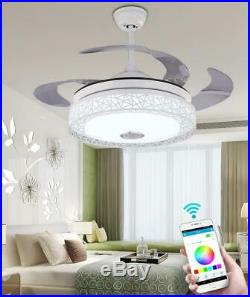 42 Ceiling Fan withLED Light Kit and Bluetooth Speaker 7-color Dimming Mute Lamps