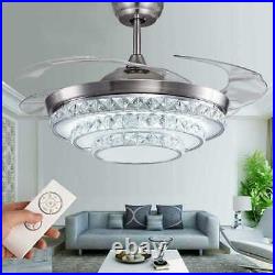 42'' Crystal Invisible Fan Ceiling Light with LED Light Kit and Remote Control