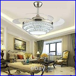 42'' Crystal Invisible Fan Ceiling Light with LED Light Kit and Remote Control