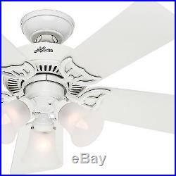 42 Hunter Custom Builder Ceiling Fan White with Clear Frosted Light Kit