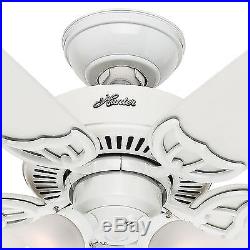 42 Hunter Custom Builder Ceiling Fan White with Clear Frosted Light Kit
