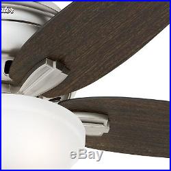 42 Hunter Low Profile Ceiling Fan in Brushed Nickel with Bowl Light Kit