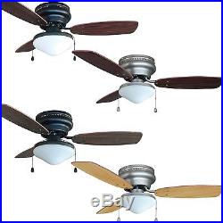 42 Inch Flush Mount Hugger 3-Blade Ceiling Fan w Light Kit Bronze/Satin Nickel