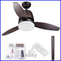 42 Indoor Ceiling Fan LED Light Kit 3 Blades Downrod Dimmable & Remote Control