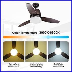 42 Indoor Ceiling Fan with LED Light Kit 3 Blades Remote Control Color Changing