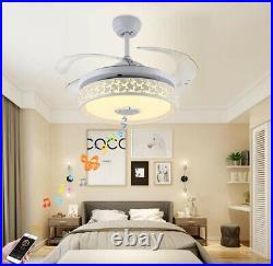 42 Modern Bluetooth Invisible Ceiling Fan 7-Color LED Chandelier Music Player