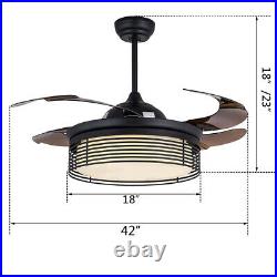 42'' Modern Ceiling Fan Light LED Reversal Remote Control With Light Kit Lamp