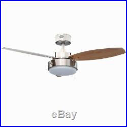 42 in. Brushed Nickel Ceiling Fan Frosted Glass Light Kit 3-Blade Reversible