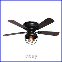 42 in. Indoor Low Profile Black Ceiling Fan with Light Kit by Parrot Uncle