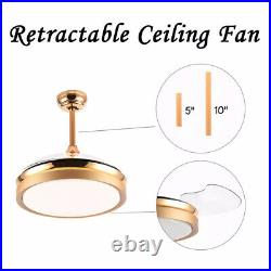 42 in. LED French Gold Retractable Ceiling Fan with Light Kit and Remote Control
