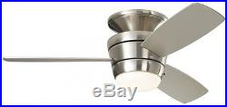 44 3-Blade Ceiling Fan With Light Kit And Remote Brushed Nickel Flush Mount