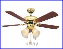 44 Bright Brass 4 Light Indoor Ceiling Fan with Light Kit