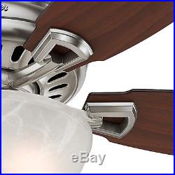 44 Hunter Brushed Nickel Ceiling Fan with Swirled Marble Light Kit