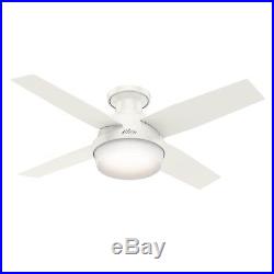 44 Hunter Contemporary Low Profile Ceiling Fan with LED Light Kit and Remote