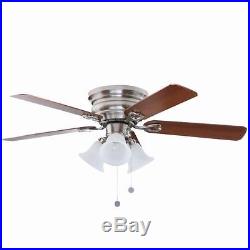 44 In. Brushed Nickel Ceiling Fan With Light Kit 5 Blades Maple & Walnut NEW