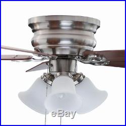 44 In. Brushed Nickel Ceiling Fan With Light Kit 5 Blades Maple & Walnut NEW