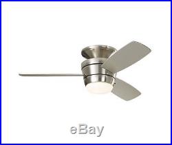 44 Inch Ceiling Fan, Indoor, Brushed Nickel Flush Mount with Light Kit & Remote