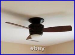 44 Integrated LED Indoor Flush Mount Ceiling Fan With Light Kit REmote Bronze
