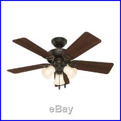 44 New Bronze LED Indoor Ceiling Fan with Light Kit