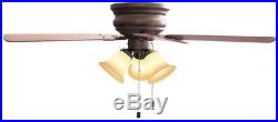 44 Oiled Rubbed Bronze Indoor Ceiling Fan With Light Kit Flush Mount New