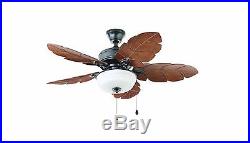 44 Tropical Indoor Outdoor 5 Blades Flush Mount Ceiling Fan With Light Kit NEW