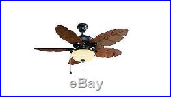 44 Tropical Indoor Outdoor 5 Blades Flush Mount Ceiling Fan With Light Kit NEW